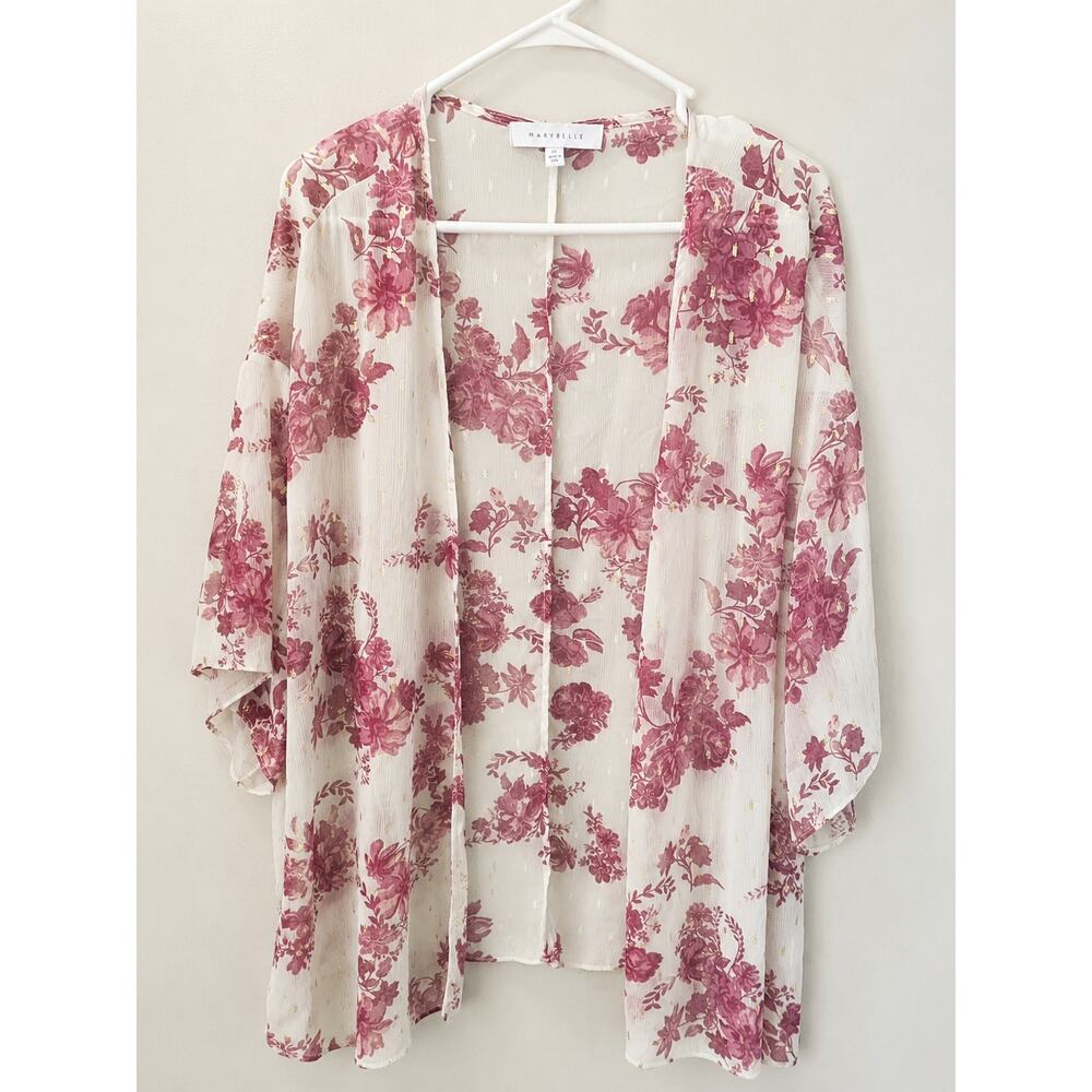 Marybelle Floral Sheer Kimono Cardigan Cover Up 1X